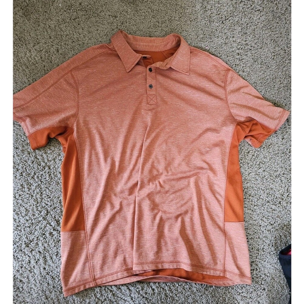 Ascend Mens XL Short Sleeve Polo Shirt Heather Orange Coral Hiking Outdoor